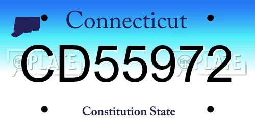 CD55972 Connecticut License Plate