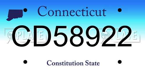 CD58922 Connecticut License Plate
