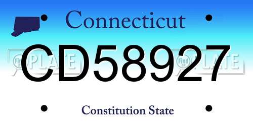 CD58927 Connecticut License Plate