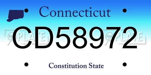 CD58972 Connecticut License Plate