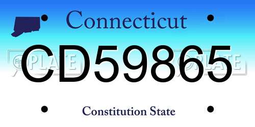 CD59865 Connecticut License Plate