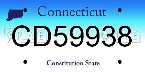 CD59938 Connecticut License Plate