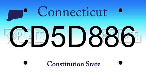CD5D886 Connecticut License Plate