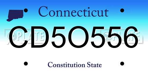 CD5O556 Connecticut License Plate