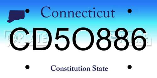 CD5O886 Connecticut License Plate