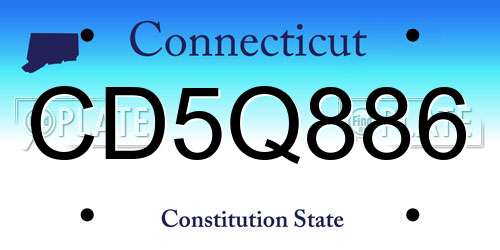 CD5Q886 Connecticut License Plate