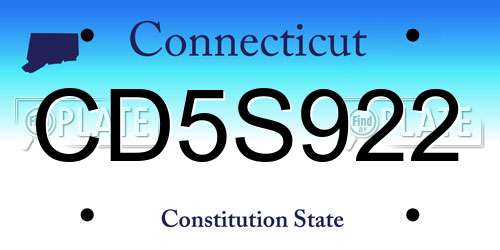 CD5S922 Connecticut License Plate
