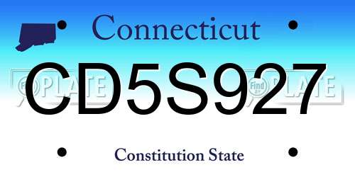 CD5S927 Connecticut License Plate