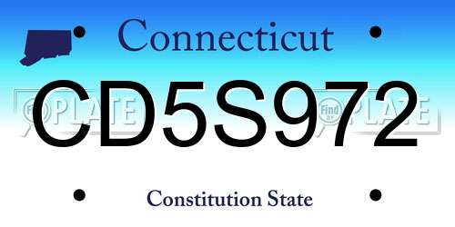 CD5S972 Connecticut License Plate