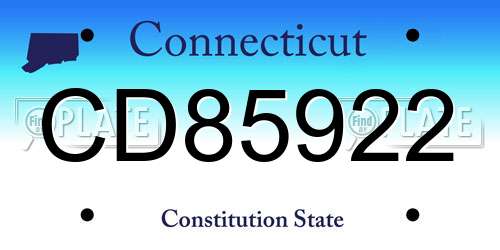 CD85922 Connecticut License Plate