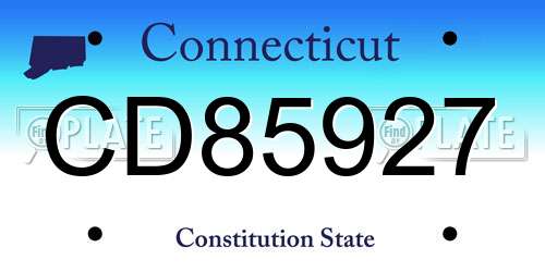 CD85927 Connecticut License Plate