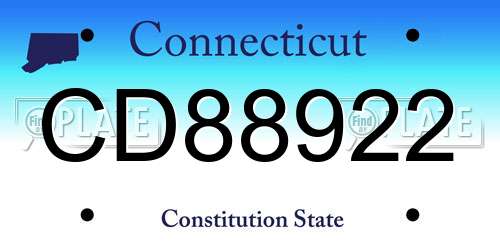 CD88922 Connecticut License Plate