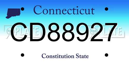 CD88927 Connecticut License Plate