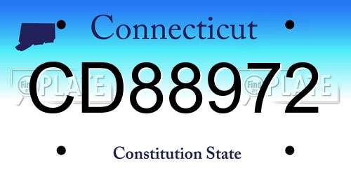 CD88972 Connecticut License Plate