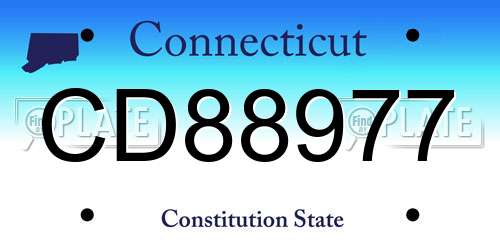CD88977 Connecticut License Plate