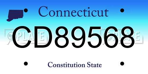 CD89568 Connecticut License Plate