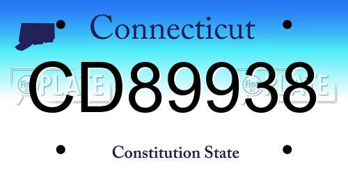 CD89938 Connecticut License Plate