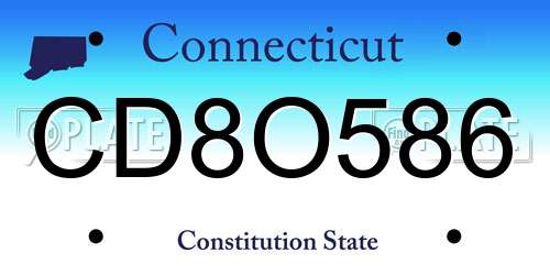 CD8O586 Connecticut License Plate