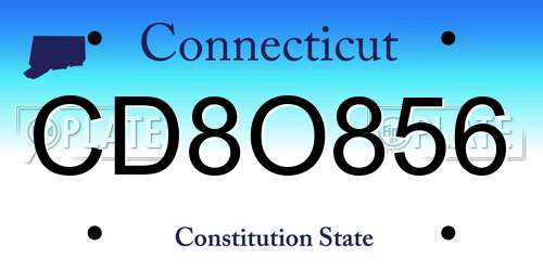 CD8O856 Connecticut License Plate