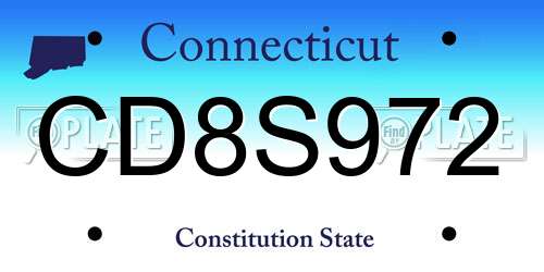 CD8S972 Connecticut License Plate