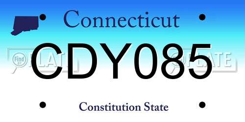 CDY085 Connecticut License Plate