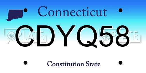 CDYQ58 Connecticut License Plate