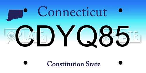 CDYQ85 Connecticut License Plate