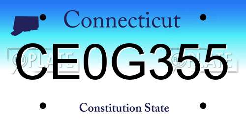 CE0G355 Connecticut License Plate