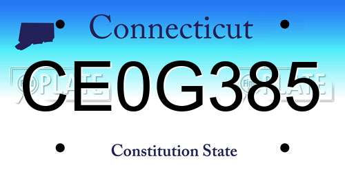 CE0G385 Connecticut License Plate