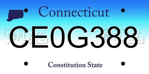 CE0G388 Connecticut License Plate