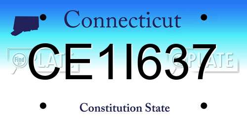 CE1I637 Connecticut License Plate