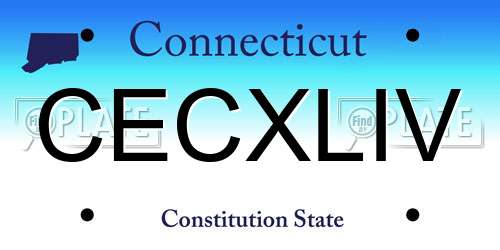 CECXLIV Connecticut License Plate