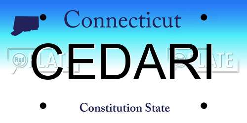 CEDARI Connecticut License Plate