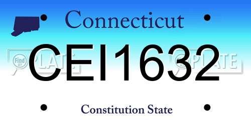 CEI1632 Connecticut License Plate