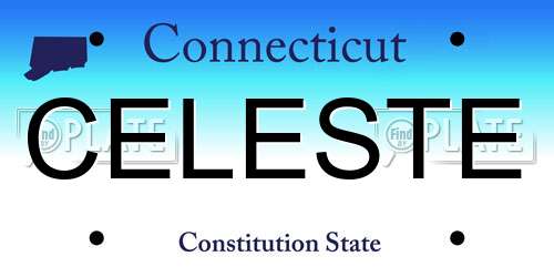 CELESTE Connecticut License Plate
