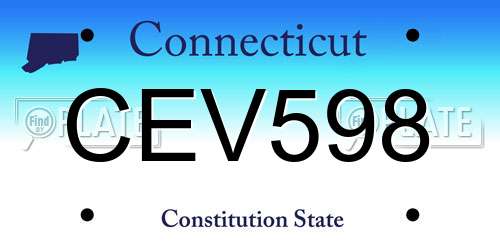 CEV598 Connecticut License Plate
