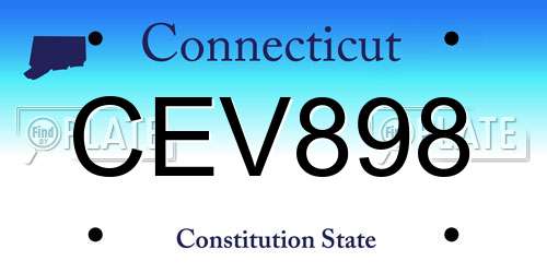 CEV898 Connecticut License Plate