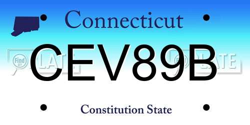CEV89B Connecticut License Plate