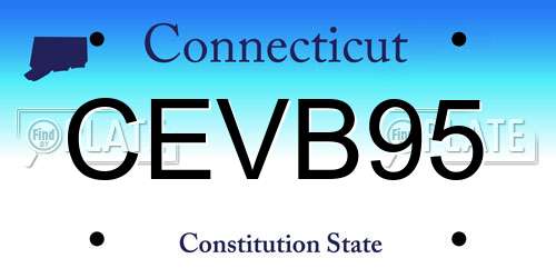 CEVB95 Connecticut License Plate