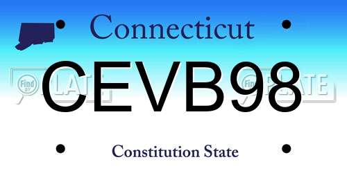 CEVB98 Connecticut License Plate