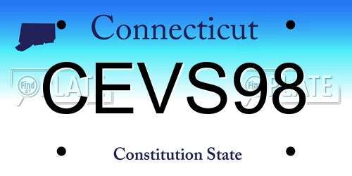 CEVS98 Connecticut License Plate