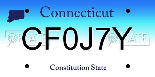 CF0J7Y Connecticut License Plate