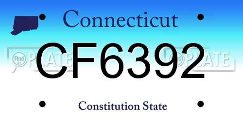 CF6392 Connecticut License Plate