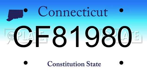 CF81980 Connecticut License Plate