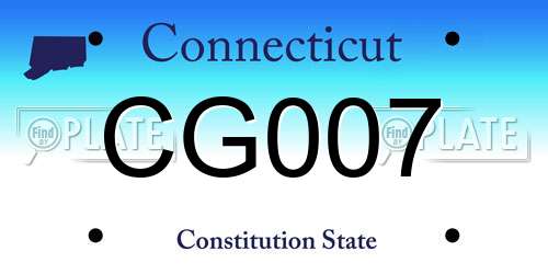 CG007 Connecticut License Plate