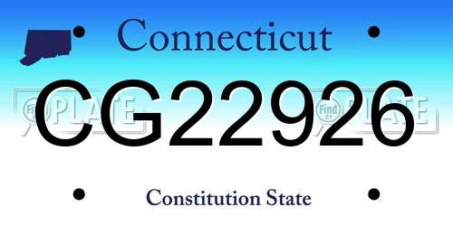 CG22926 Connecticut License Plate