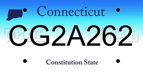 CG2A262 Connecticut License Plate