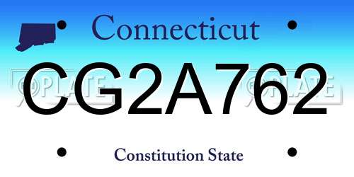 CG2A762 Connecticut License Plate