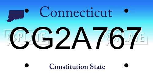 CG2A767 Connecticut License Plate