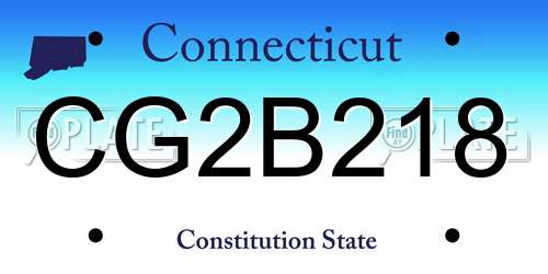 CG2B218 Connecticut License Plate
